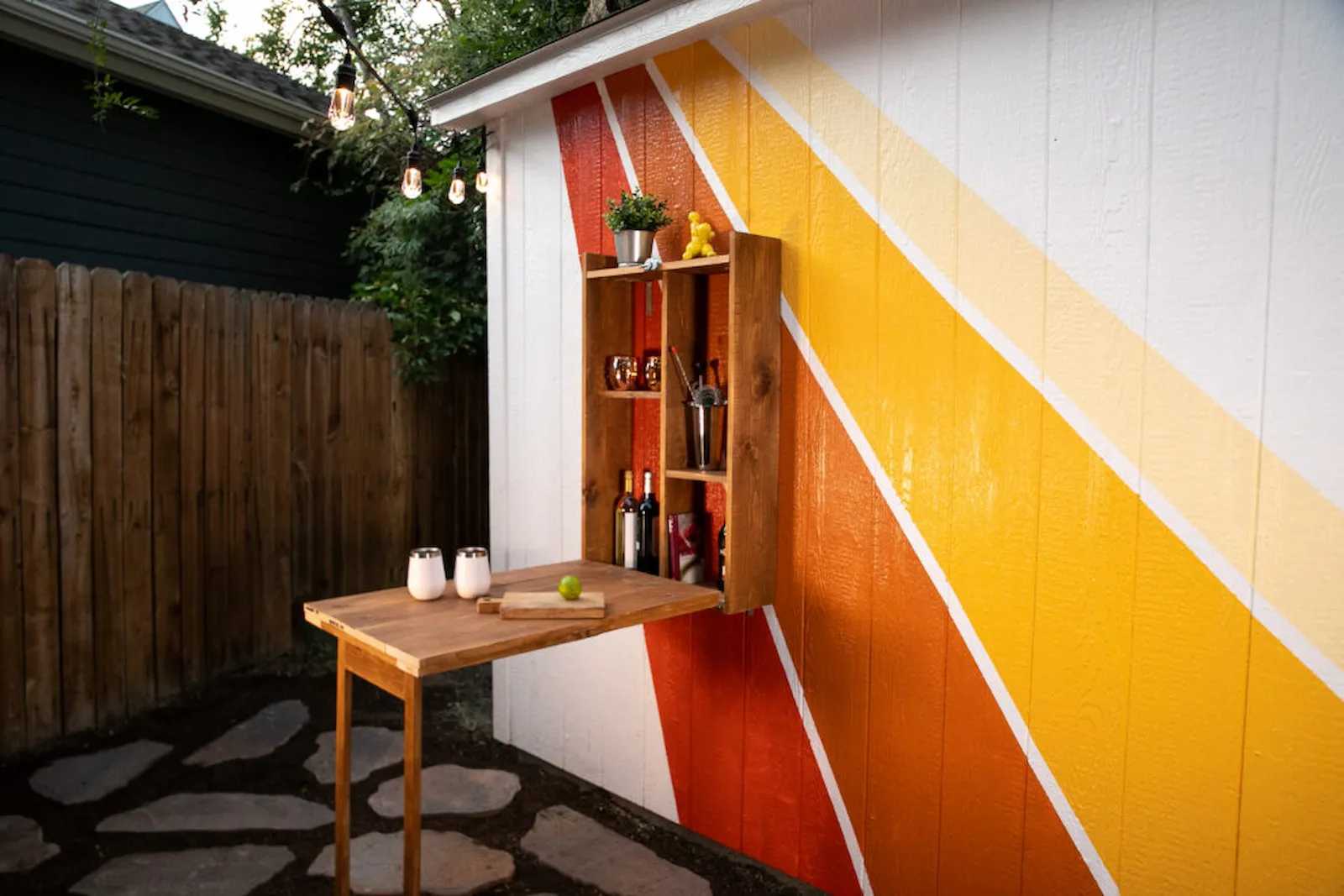Murphy bar attached to painted Tuff Shed