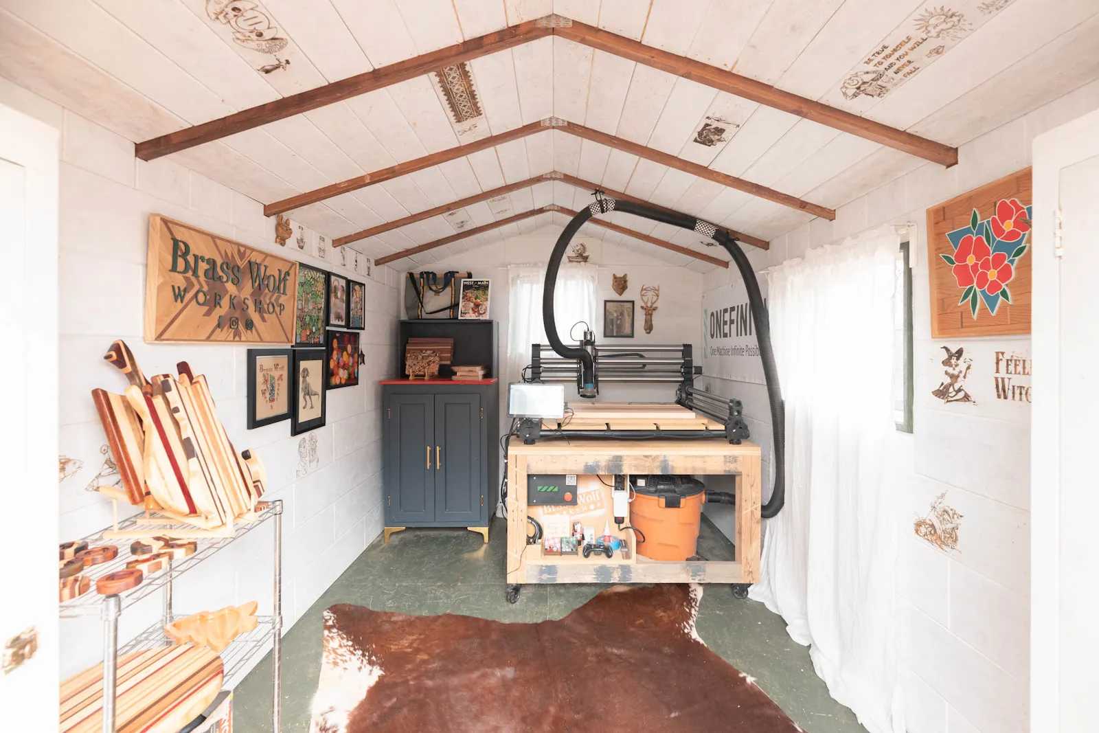 Interior of SR-600 transformed into a woodworking studio