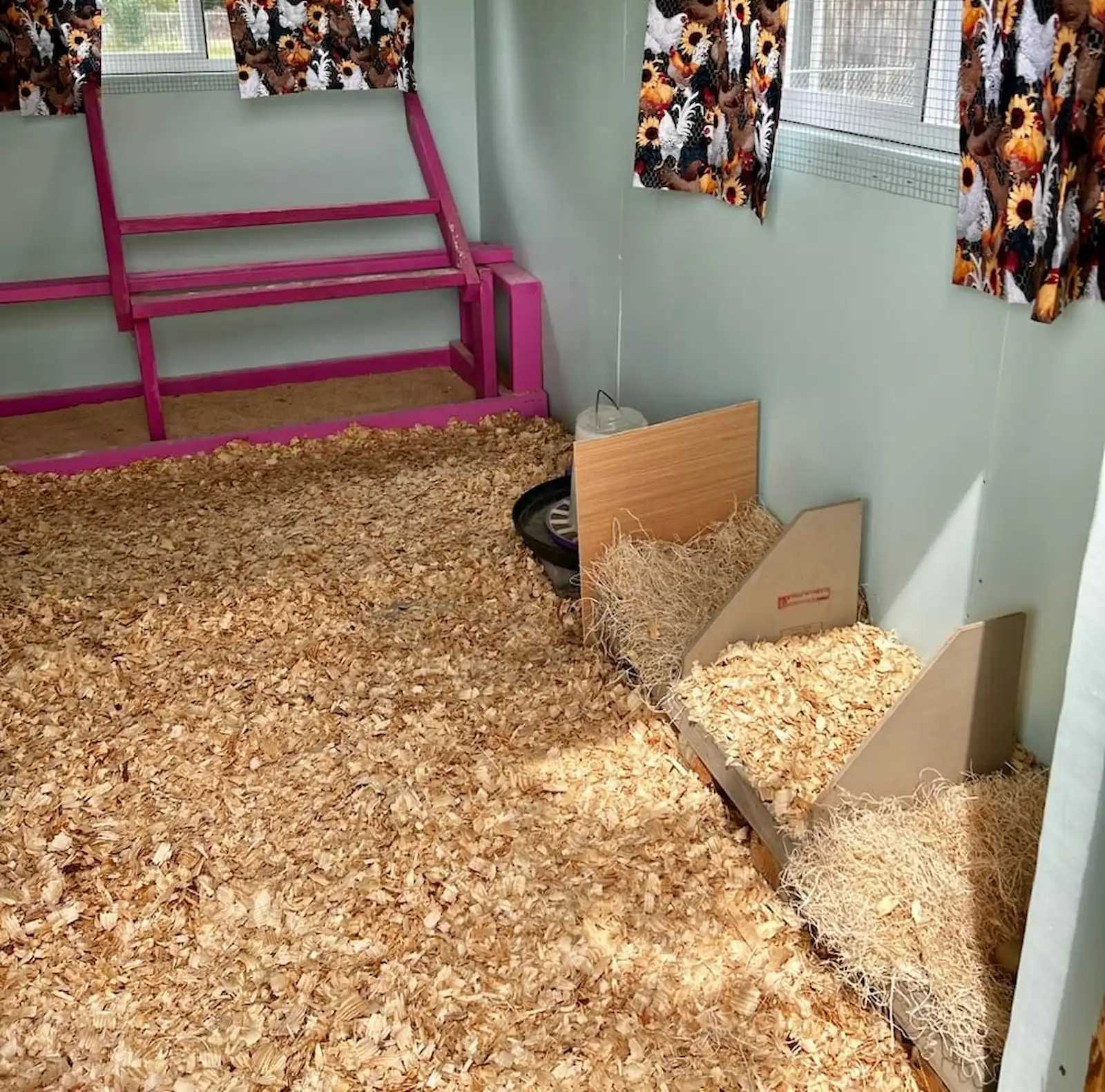 Interior of SR-600 transformed into a chicken coop