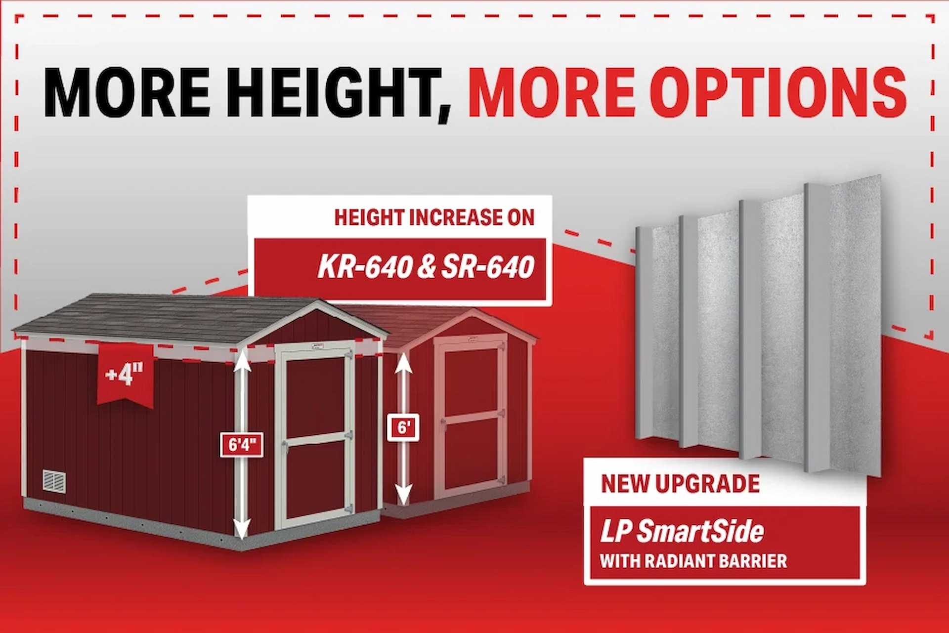 Hero image with two buildings to announce height increase and LP SmartSide with Radiant Barrier upgrade