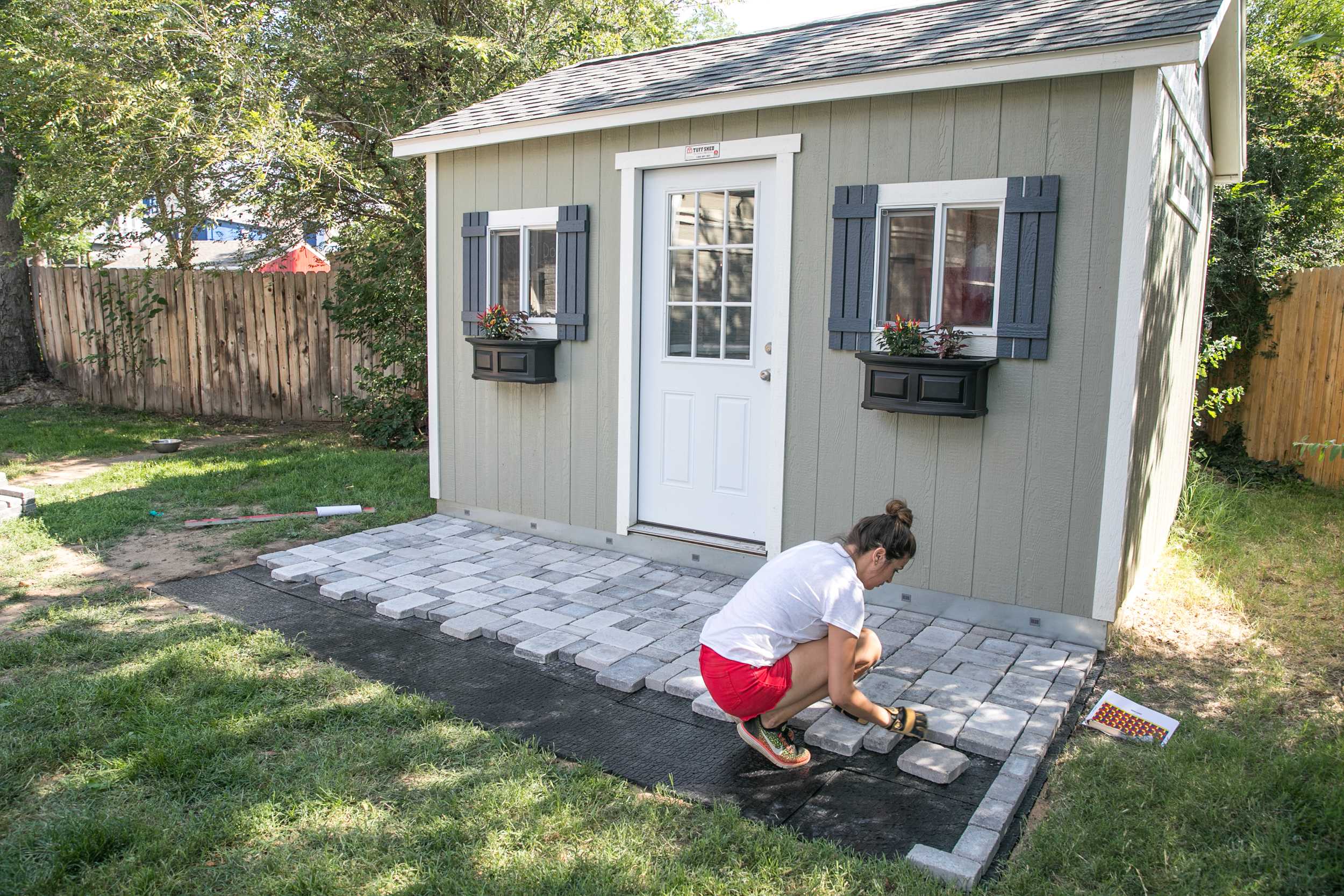 A TR-700 getting a DIY stone patio done.