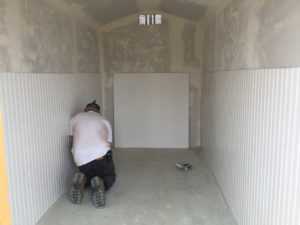 Randal working on the interior of the track room
