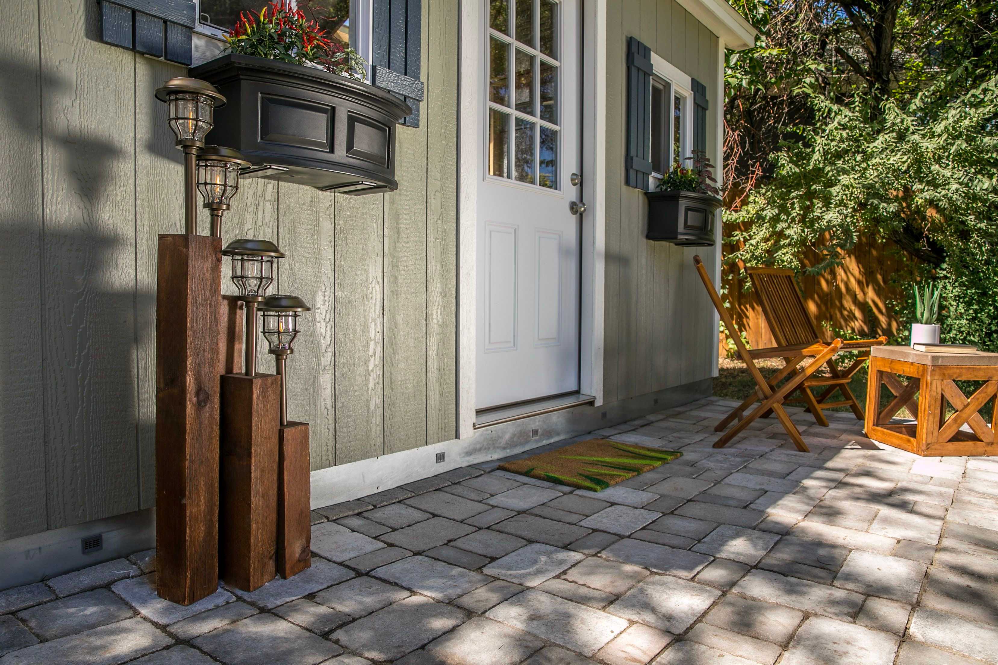 These are wooden and metal DIY solar lights.